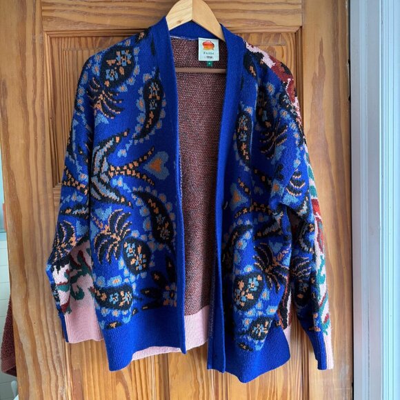 FARM Rio Sweaters - Farm Rio Toucans Scarf Print Cardigan Sweater | M